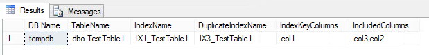 DuplicateIndexes